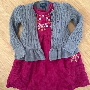 Girls two dresses and a sweater lot! Polo Ralph Lauren, Osh Kosh, & Old Navy!